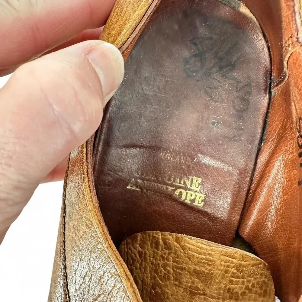 Grenson Tan Antelope Hide Leather Derby Shoes Classic Oxford Brogues c. 1974